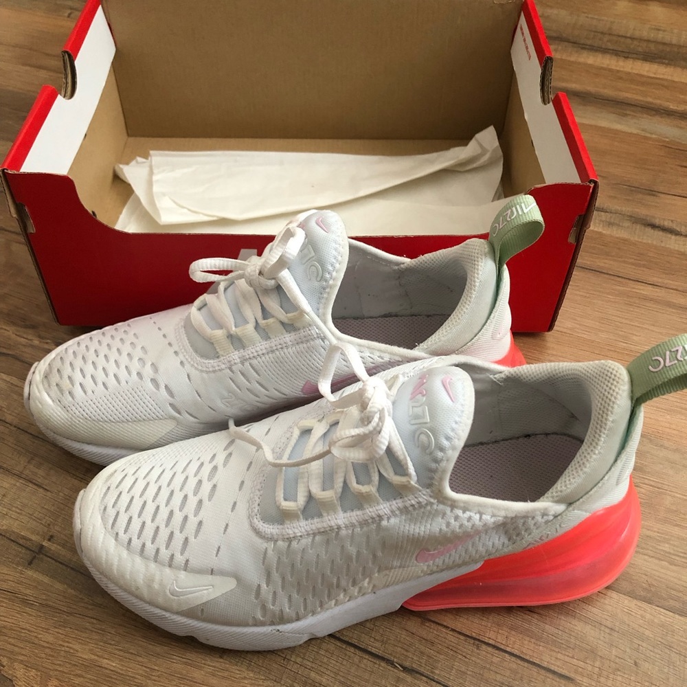 Nike air max white and pink sneakers